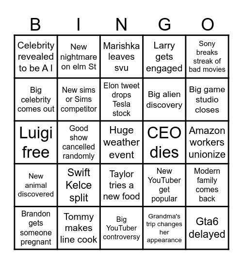 2025 Bingo Card