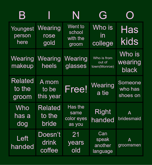 Find the guest Bingo Card