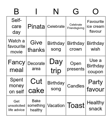 Birthday Bingo Card