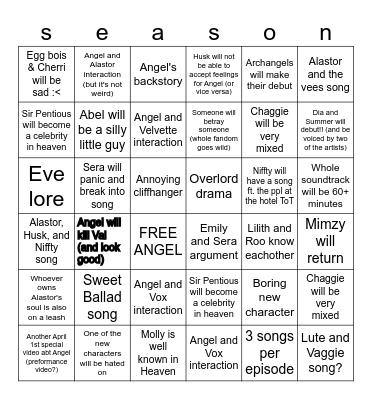 Hazbin Hotel Season 2 prediction card 2 Bingo Card