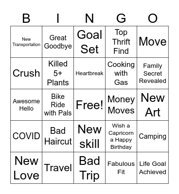 NEW YEARS Bingo Card