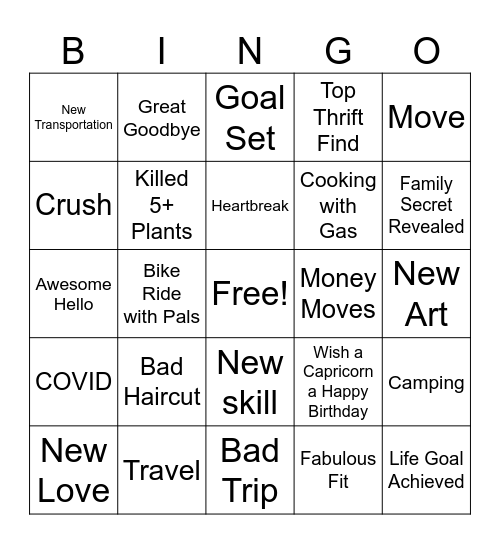 NEW YEARS Bingo Card