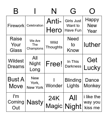 Happy New Years! Bingo Card