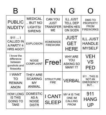 NEW YEARS EVE Bingo Card