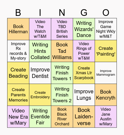 Jen's Bingo Card