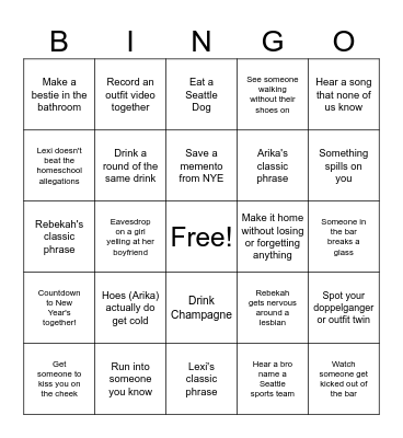 New Years! Bingo Card