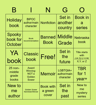 Laura's 2025 Book Bingo Card