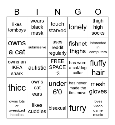 FEMBOY Bingo Card