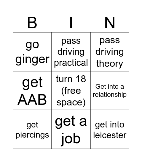 my 2025 Bingo Card