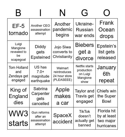 2025 BINGO Card