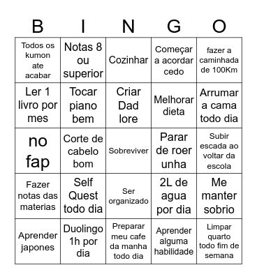 Resoluções 2025 Bingo Card