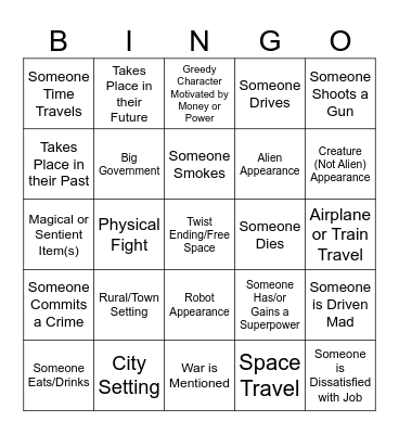 Twilight Zone Bingo Card