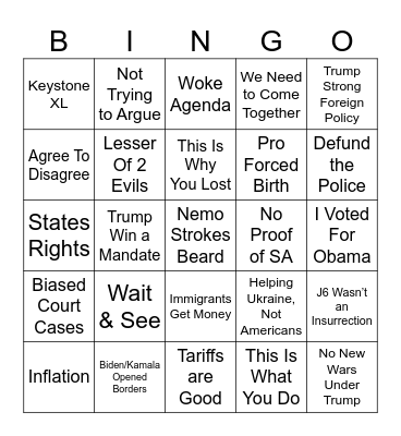 happy new year to everyone except maga Bingo Card