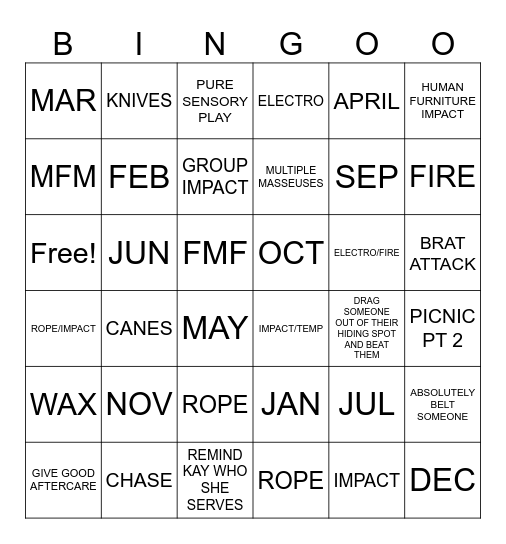 NOCTE BINGO Card