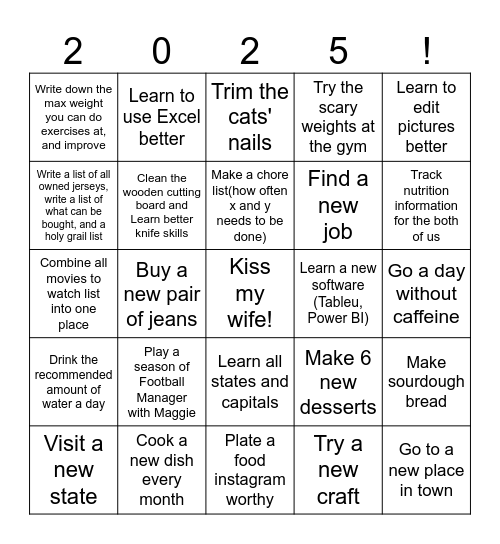 2025 Bingo Card