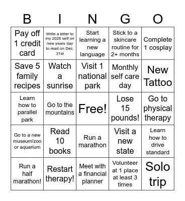 2025 Bingo Card