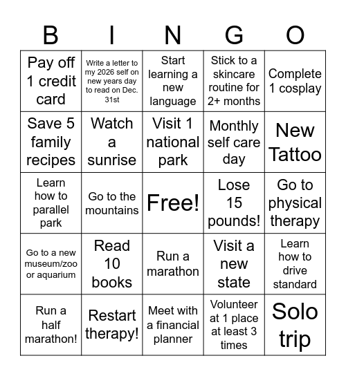 2025 Bingo Card