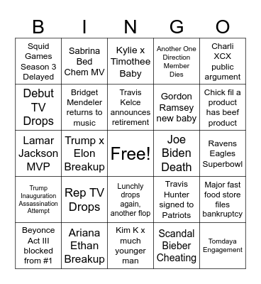 2025 Bingo Card