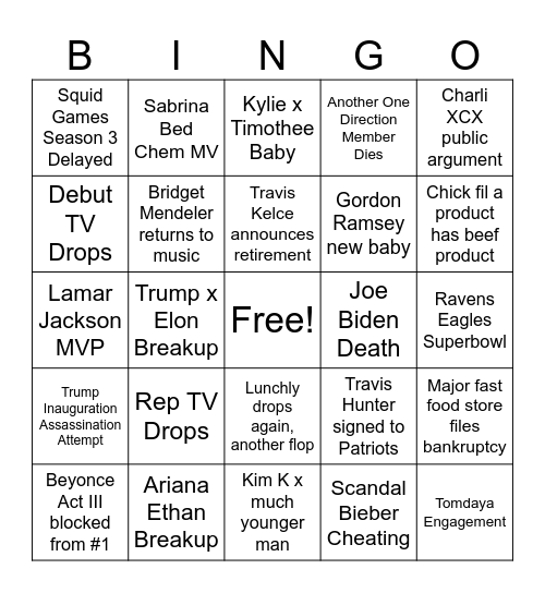 2025 Bingo Card