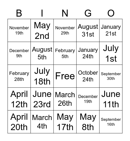 2025 Bingo Card