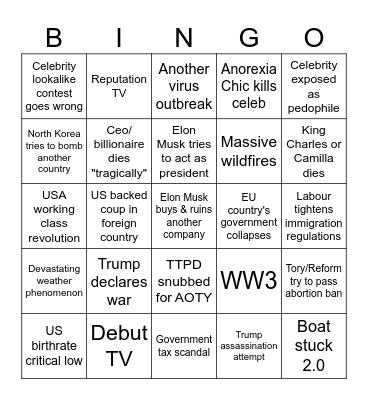 2025 Bingo Card