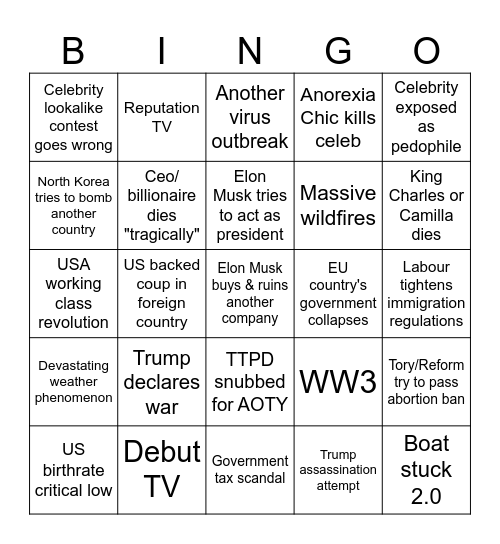 2025 Bingo Card