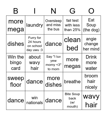 Angie's new year bingo card :) Bingo Card