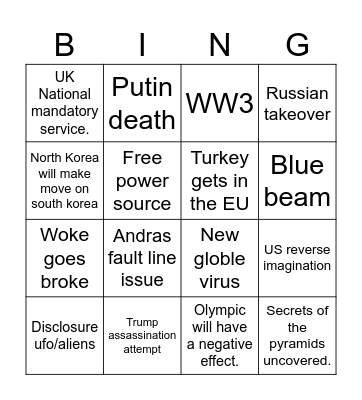 2025 Bingo Card