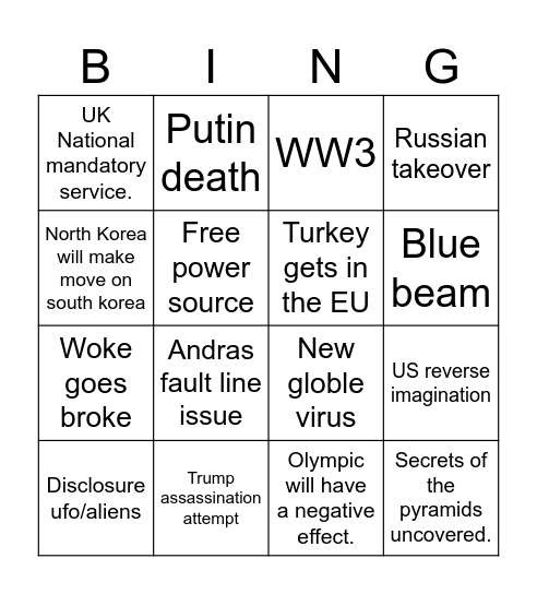 2025 Bingo Card