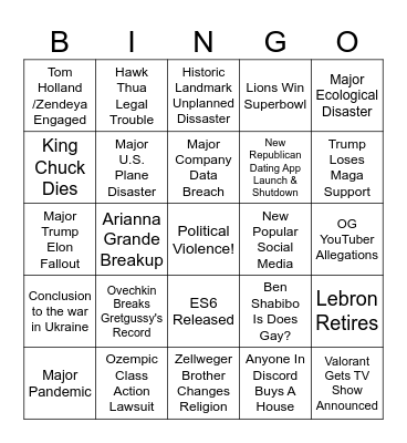 2025 Bingus Bingo Card