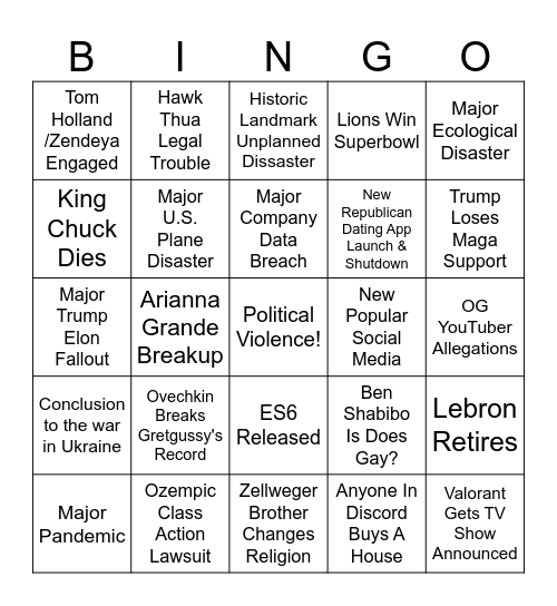 2025 Bingus Bingo Card