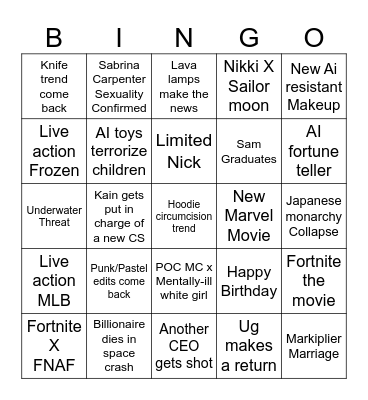 2025!! Bingo Card