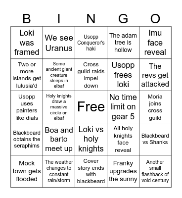 ONE PIECE 2024 Bingo Card