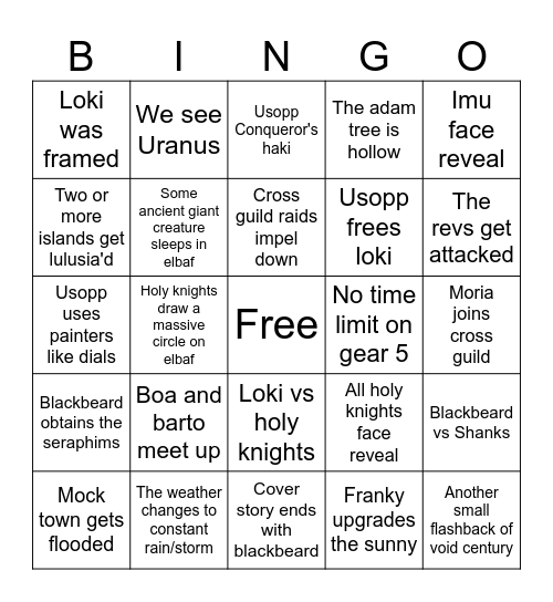 ONE PIECE 2024 Bingo Card