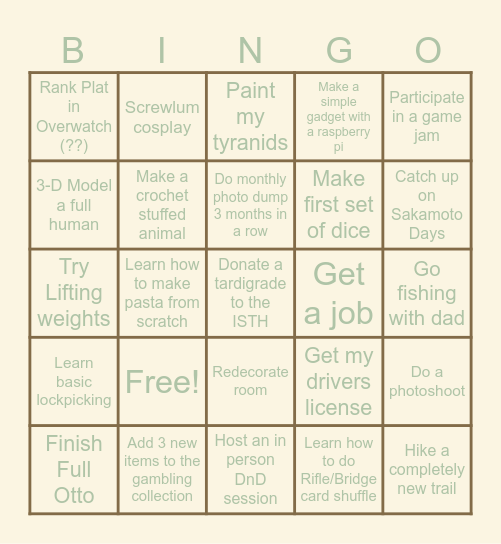 2025 Bingo!! Bingo Card