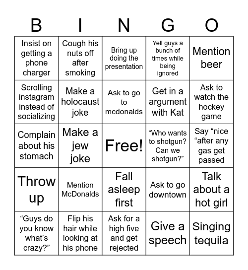 Oliver bingo Card