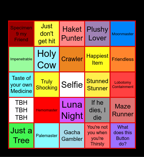 Luna Challenge Bingo Card