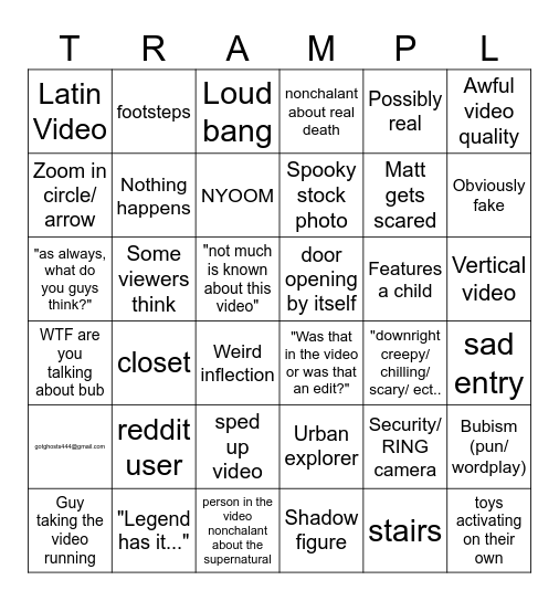 Scary Comp 2024 Bingo Card
