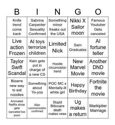 2025!! Bingo Card
