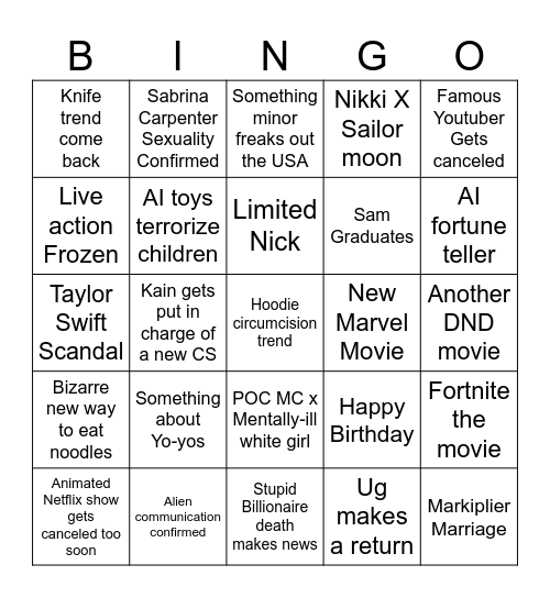 2025!! Bingo Card