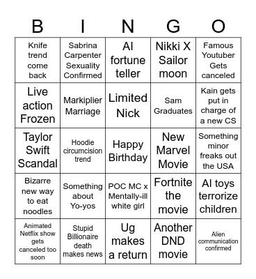2025!! Bingo Card