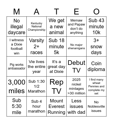 2025 Bingo Card
