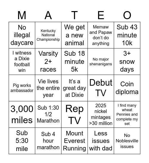 2025 Bingo Card