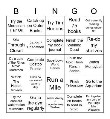2025 Resolutions Bingo Card