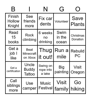 2025 Bingo Card Bingo Card