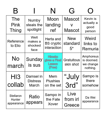 3.0 Amphoreus Loop Bingo Card