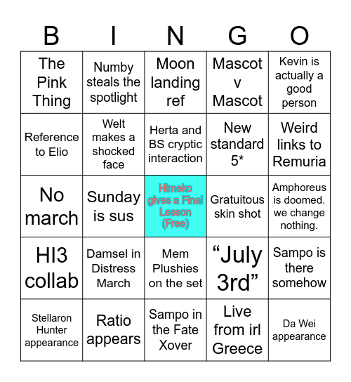 3.0 Amphoreus Loop Bingo Card