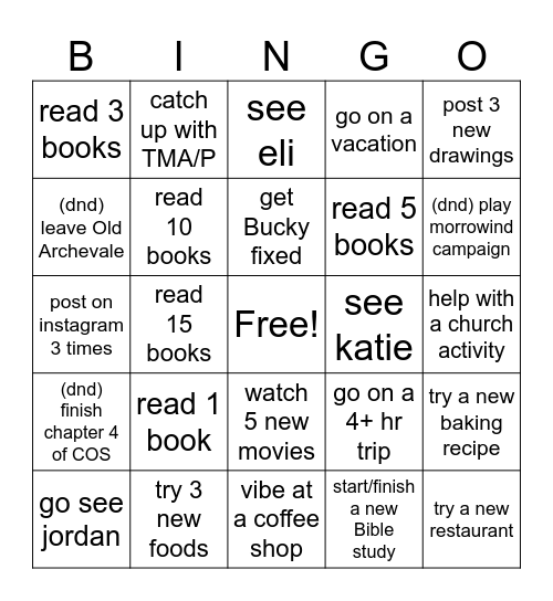 2025 Bingo! Bingo Card