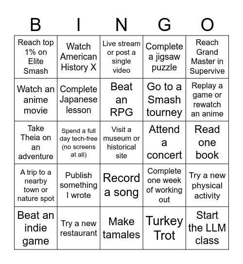 2025 Bingo Card