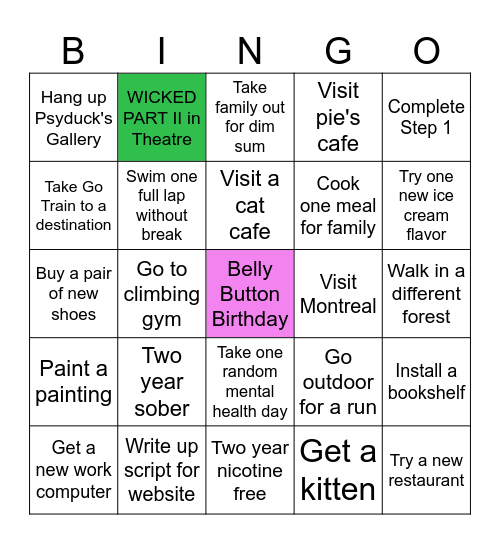 Tiffany 2025 Bingo Card